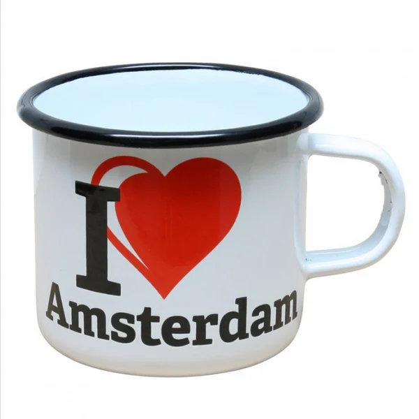 Emaille mok. I love Amsterdam