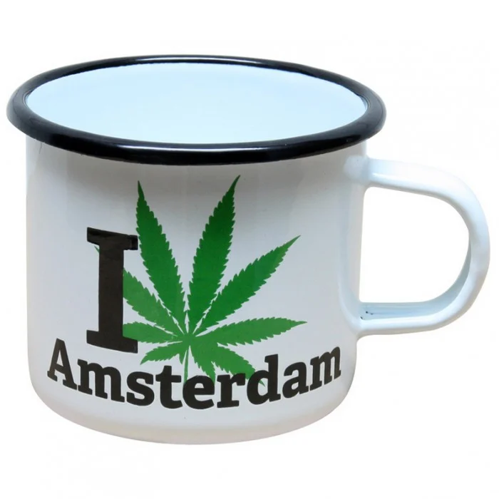 Emaille mok. I (wietblad) Amsterdam