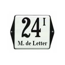 Emaille vombinatiebord met naam en huisnummer + toevoeging. 10x10 cm.Type HNO32+