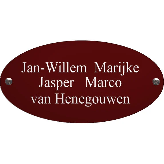 Emaille ovalen naamplaat gebold 20x10 cm NPG11 BRW