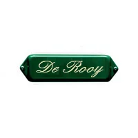 Emaille naamplaatje met oor, 8x3 cm, groen/crème. Type NPO28GC