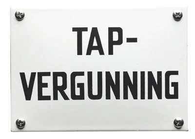 Tapvergunning. Emaille bordje gebold. 14x10 cm. Type KNH23