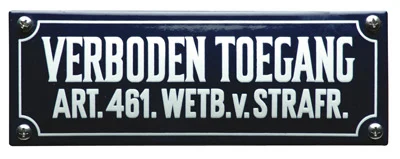 Verboden toegang art.461. Emaille bordje. 19,5x7 cm. Type KNH31
