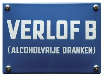 VERLOF B (Alcoholvrije dranken). Emaille bordje. 14x10 cm. Type KNH58