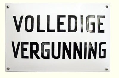 VOLLEDIGE VERGUNNING emaille bord 30x20 cm