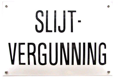 Emaille bord SLIJT VERGUNNING 30x20 cm