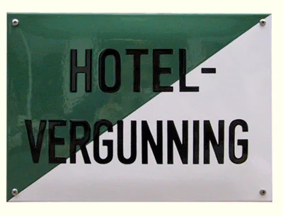 HOTEL VERGUNNING - Emaille bord 32X23 cm