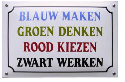 Emaille bord - Blauw Groen Rood Zwart