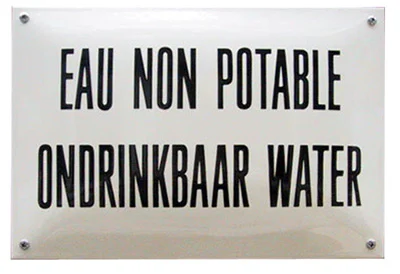 Emaille bord ONDRINKBAAR WATER 30x20 cm