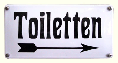 Emaille bord - Toiletten pijl rechts - 20x10 cm