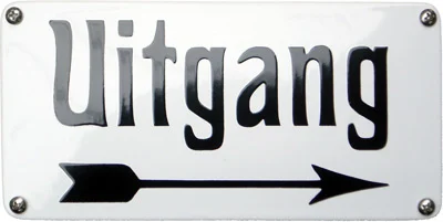 Emaille bord - UITGANG met pijl naar rechts