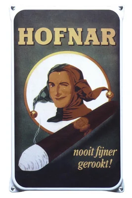Hofnar sigaren. Emaille bord van 20x33 cm met
