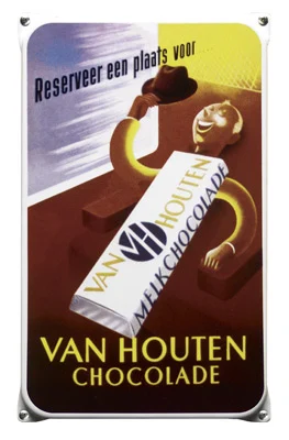 HOUTEN Chocolade. Emaille bord van 20x33 cm met