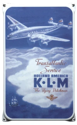 KLM transatantic. Bord van emaille. 20x33 cm met