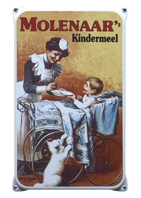 Molenaar Kindermeer. Emaille bord met