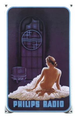PHILIPS RADIO. Emaille bord van 20x33 cm met