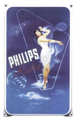 PHILIPS RADIO. Emaille bord van 20x33 cm met