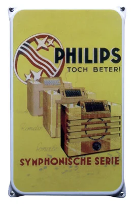 PHILIPS RADIO. Emaille bord van 20x33 cm met