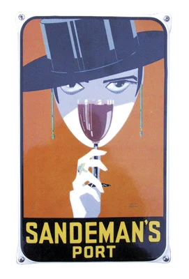 SANDEMAN Port. Emaille bord van 20x33 cm met