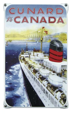 Cunard to Canada. Emaille bord van 20x33 cm met
