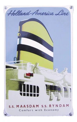 MAASDAM, Holland America Line. Emaille bord. 20x33 cm. Type NO-53-MA