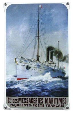 Messageries Maritimes. Emaille bord met