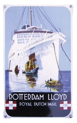 Rotterdam Lloyd. Royal Dutch Mail. Emaille bord. 20x33 cm. Type NO-56-RL