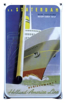 Statendam Holland America Line. Emaille bord met