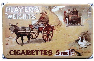Players Weights Cigarettes. Emaille bord. 20x33 cm. Type NO-41-PW
