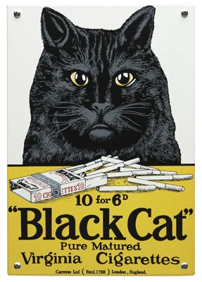 Black Cat Virginia Cigarettes. Emaille bord. 22x32 cm. Type NO-80-BC