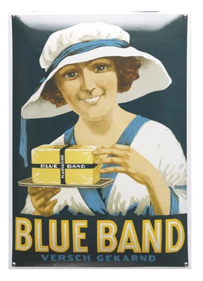 BLUE BAND. Nostalgisch emaille reclamebord groot 35x50 cm. Type NG-01-BB