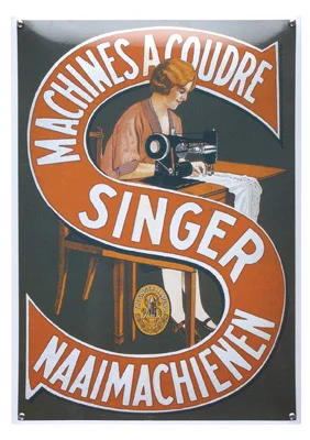 SINGER Naaimachinen. Emaille reclamebord. 35x50 cm. Type NG-07-SN