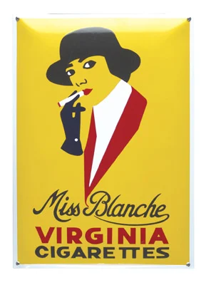 Miss Blanche Virginia Cigarettes. Nostalgisch emaille bord. 35x50 cm. Type NG-37-MB