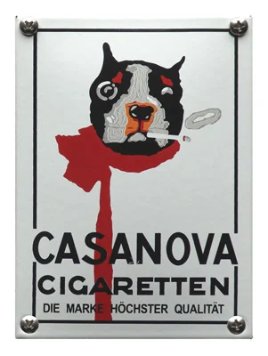 Casanova Cigaretten. Nostalgisch emaille bordje. 10x14 cm. Type NK-10-CC