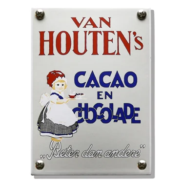 Van Houten's Cacao en Chocolade. Emaille bordje. 10x14 cm. Type NK-22-HO