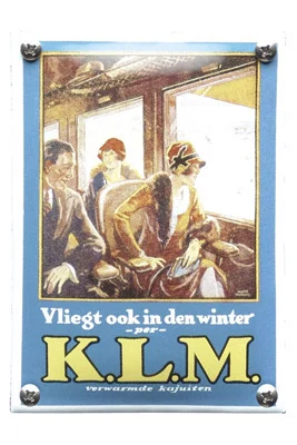 KLM winter. Nostalgisch emaille bordjes. 10x14 cm. Type NK-27-KL