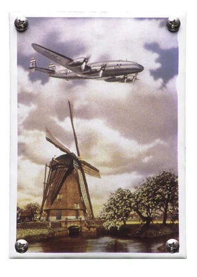 KLM met molen. Nostalgisch emaille. 10x14 cm. Type NK-29-KL