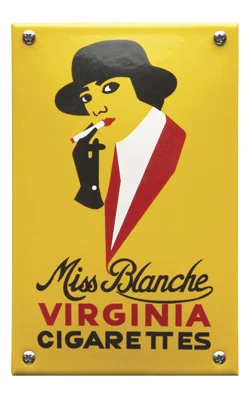 Miss Blanche Virginia Cigarettes. Emaille bordje. 9x14 cm. Type NK-35-MB