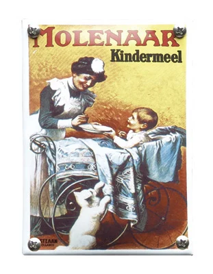 Molenaar Kindermeel. Nostalgisch emaille bordje. 10x14 cm. Type NK-40-MO