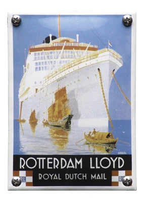 Rotterdam Lloyd, Royal Dutch Mail. Emaille bordje. 10x14 cm. Type NK-49-RL
