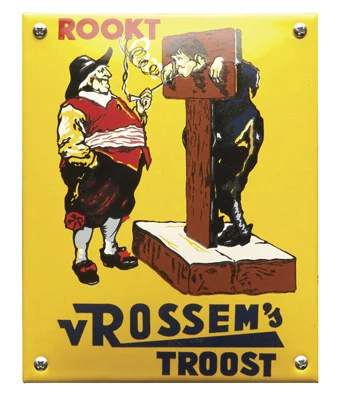 V Rossem's Troost. Nostalgisch emaille bordje. 11x14 cm. Type NK-50-RT