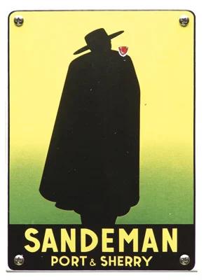 Sandeman Port & Sherry. Emaille bordje. 10x14 cm. Type NK-55-SA