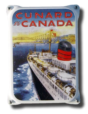 Cunard Canada. Nostalgisch emaille bordje. 10x14 cm met oor. Type NKO-05-CC