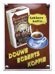 Douwe Egberts. Nostalgisch emaille bordje 10x14 cm. Type NK-12-DE