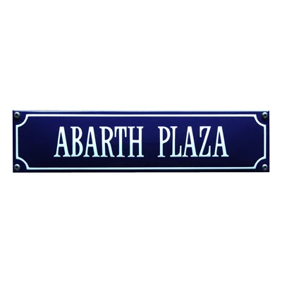 ABARTH PLAZA emaille "straatnaambordje". 33x8 cm. Type S-01