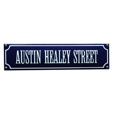 AUSTIN HEALEY STREET emaille "straatnaambordje". 33x8 cm. Type S-07