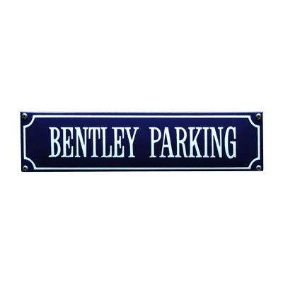 BENTLEY PARKING emaille "straatnaambordje". 33x8 cm. Type S-09