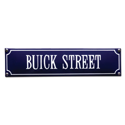 BUICK STREET emaille "straatnaambordje". 33x8 cm. Type S-13