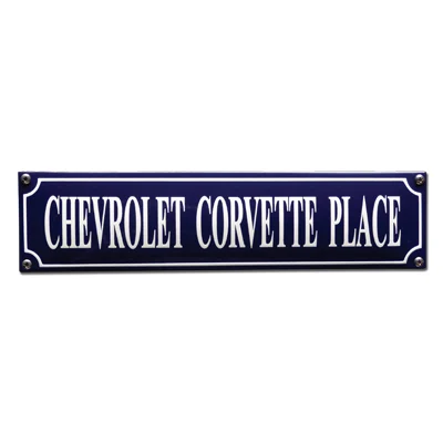 CHEVROLET CORVETTE PLACE emaille "straatnaambordje". 33x8 cm. Type S-14