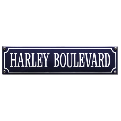 HARLEY BOULEVARD emaille "straatnaambordje. 33x8 cm. Type S-33